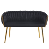 ELEGANCKA SOFA DO SALONU LUB GABINETU ROSE CZARNY VELVET ZŁOTE METALOWE NOGI - PRZÓD